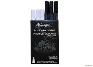 Artmagico akrylový popisovač sada černá a bílá 2-3 mm